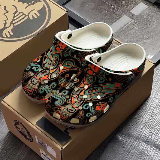 Native Hummingbird Art Pattern Clogs Shoes for Adults & Kids