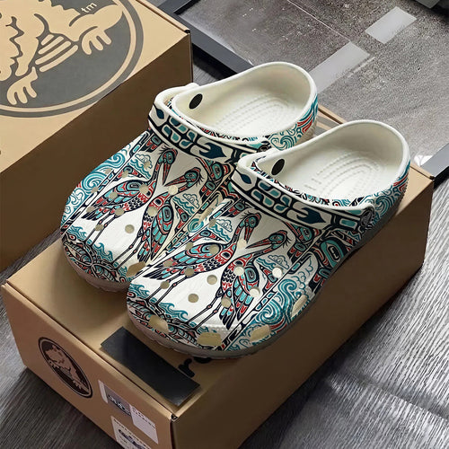 Native Heron Art Clogs Shoes for Adults & Kids