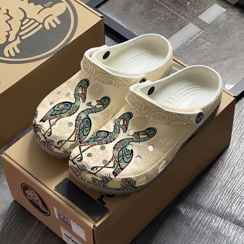 Native Heron Art Clogs Shoes for Adults & Kids