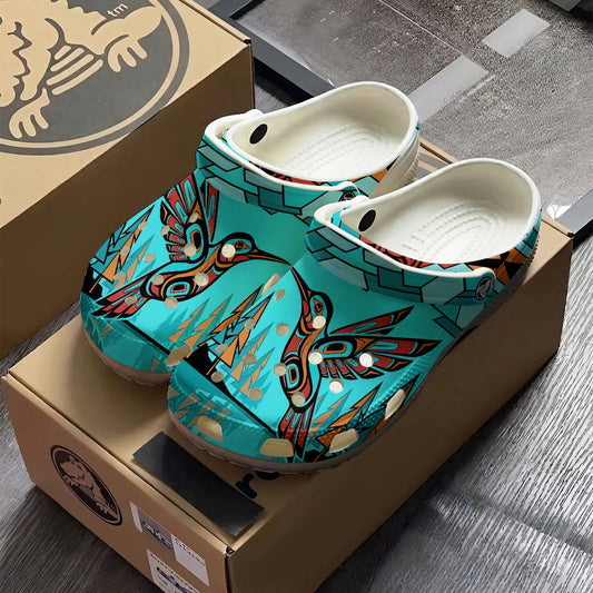 Native Hummingbird Art Pattern Clogs Shoes for Adults & Kids