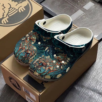 Native Horse Art Clogs Shoes for Adults & Kids