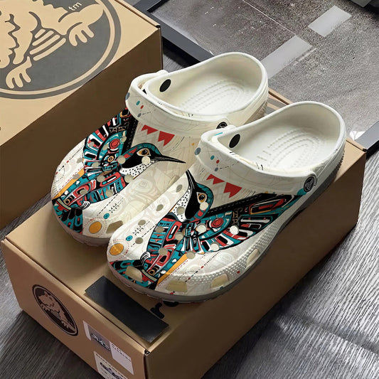 Native Hummingbird Pattern Clogs Shoes for Adults & Kids