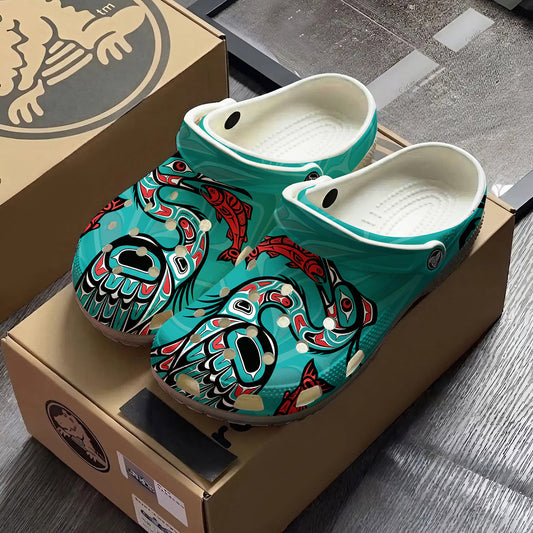 Native Heron Pattern Clogs Shoes for Adults & Kids