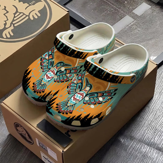 Native Hummingbird Art Clogs Shoes for Adults & Kids