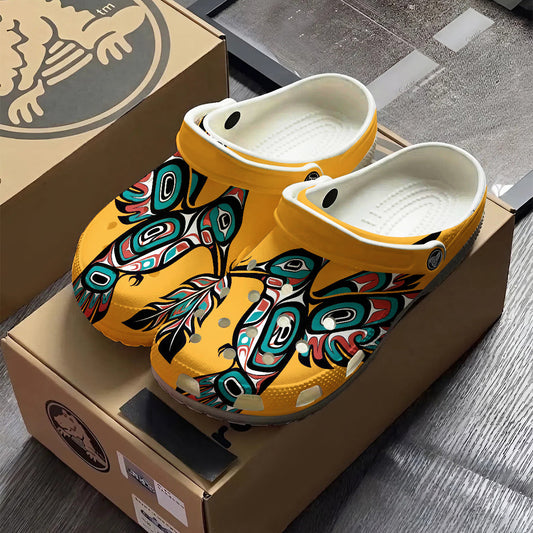 Native Hummingbird Art Pattern Clogs Shoes for Adults & Kids
