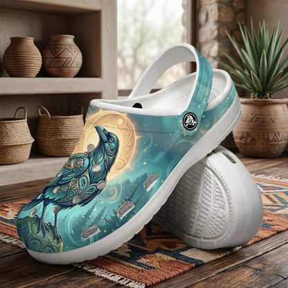 Native Raven Haida Pattern Clogs Shoes for Adults & Kids