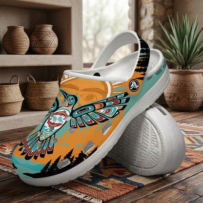 Native Hummingbird Art Clogs Shoes for Adults & Kids
