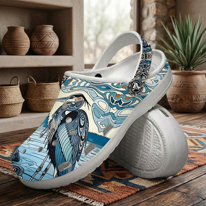 Native Heron Art Clogs Shoes for Adults & Kids