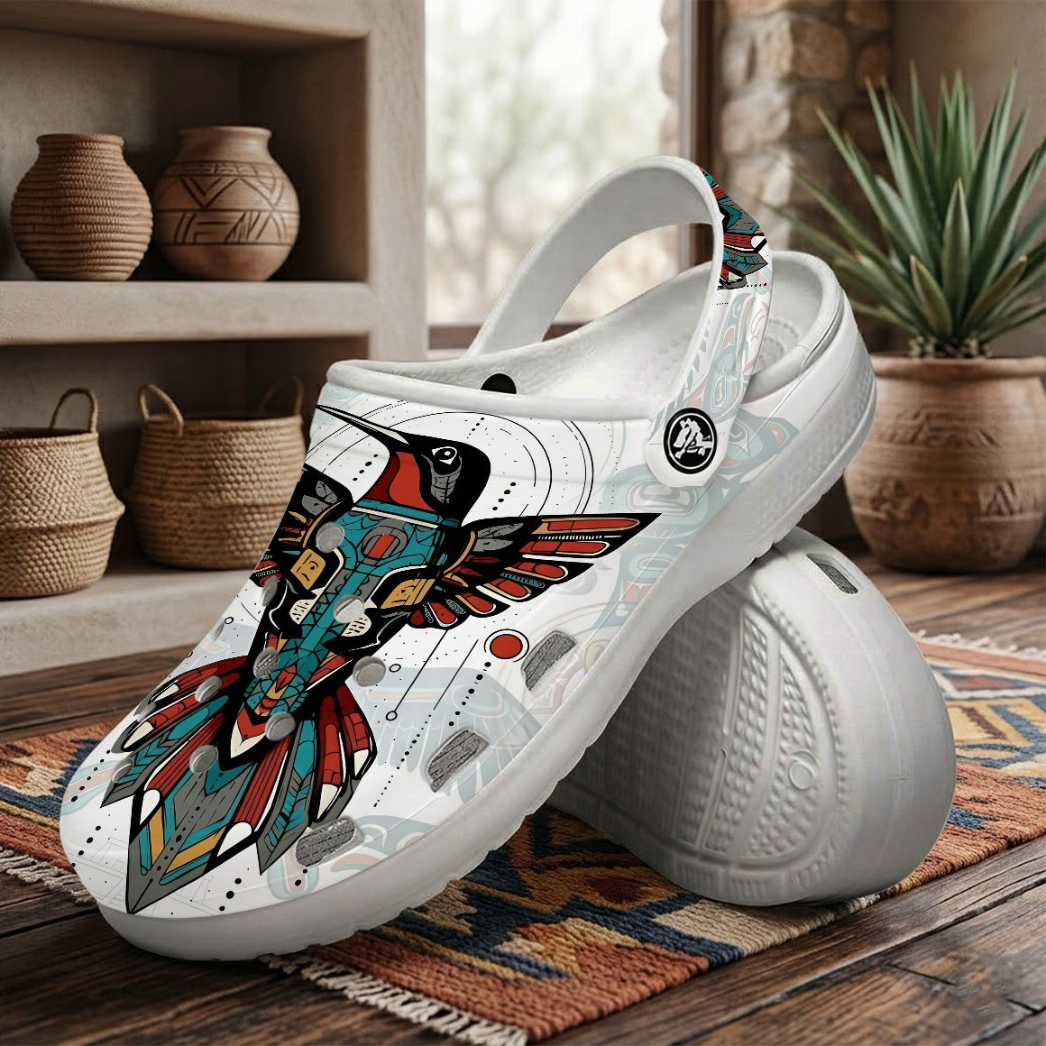 Native Hummingbird Pattern Clogs Shoes for Adults & Kids