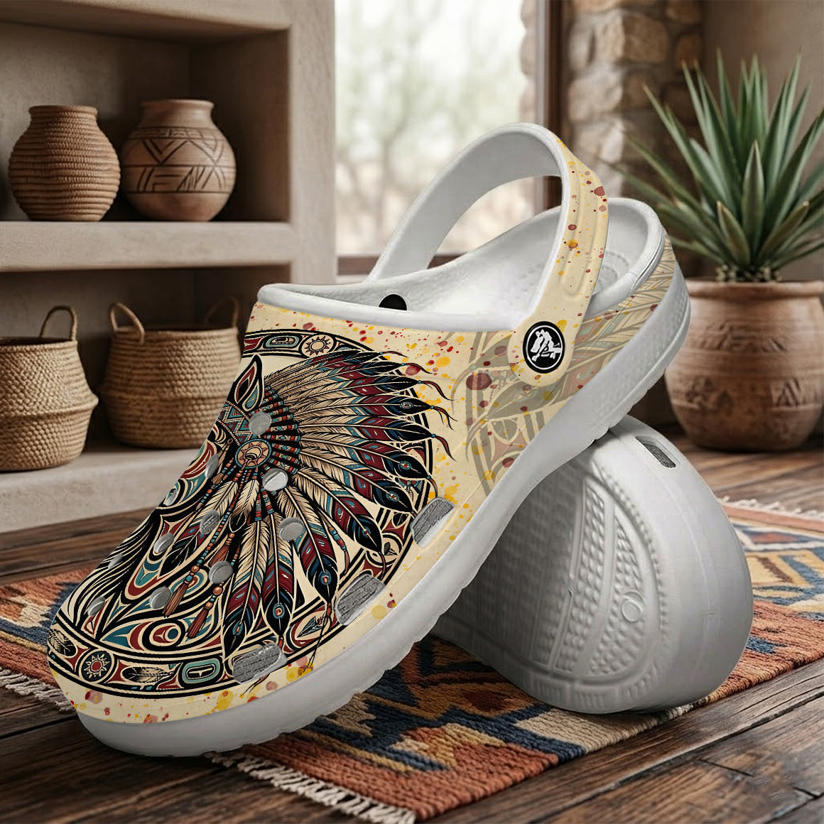 Native Horse Art Clogs Shoes for Adults & Kids