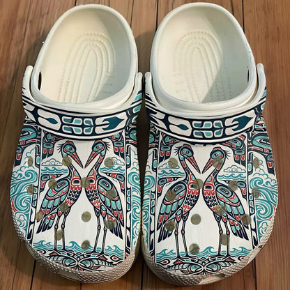 Native Heron Art Clogs Shoes for Adults & Kids