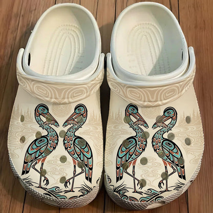 Native Heron Art Clogs Shoes for Adults & Kids