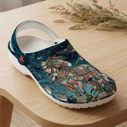 Native Horse Art Clogs Shoes for Adults & Kids