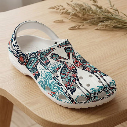 Native Heron Art Clogs Shoes for Adults & Kids