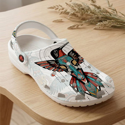 Native Hummingbird Pattern Clogs Shoes for Adults & Kids