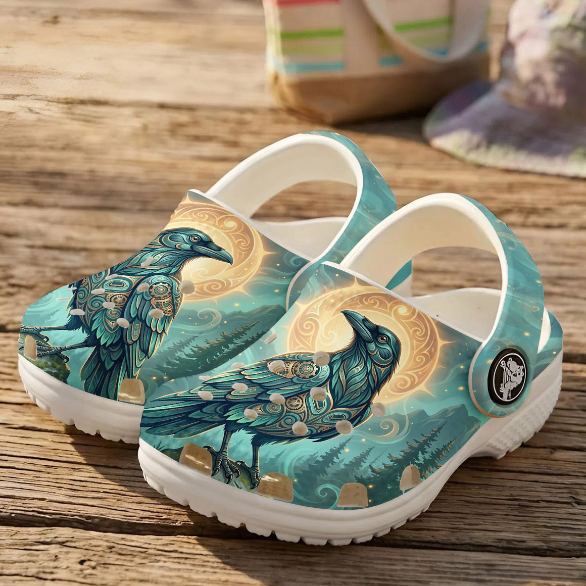 Native Raven Haida Pattern Clogs Shoes for Adults & Kids