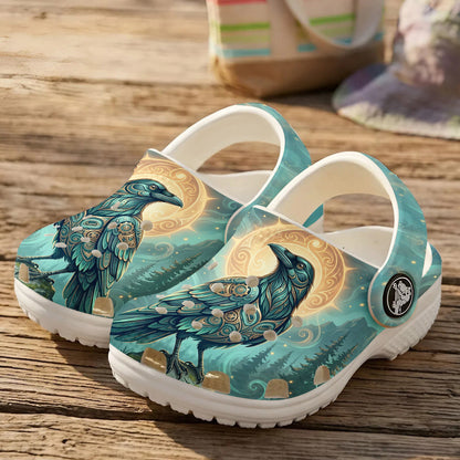 Native Raven Haida Pattern Clogs Shoes for Adults & Kids