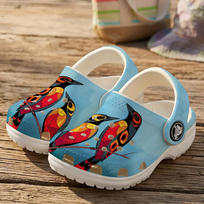 Native Bird Art Clogs Shoes for Adults & Kids