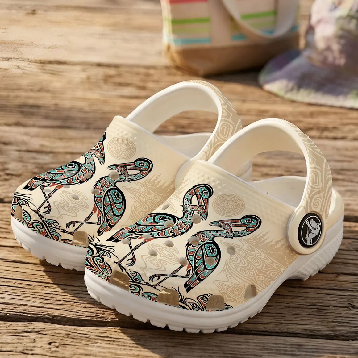 Native Heron Art Clogs Shoes for Adults & Kids