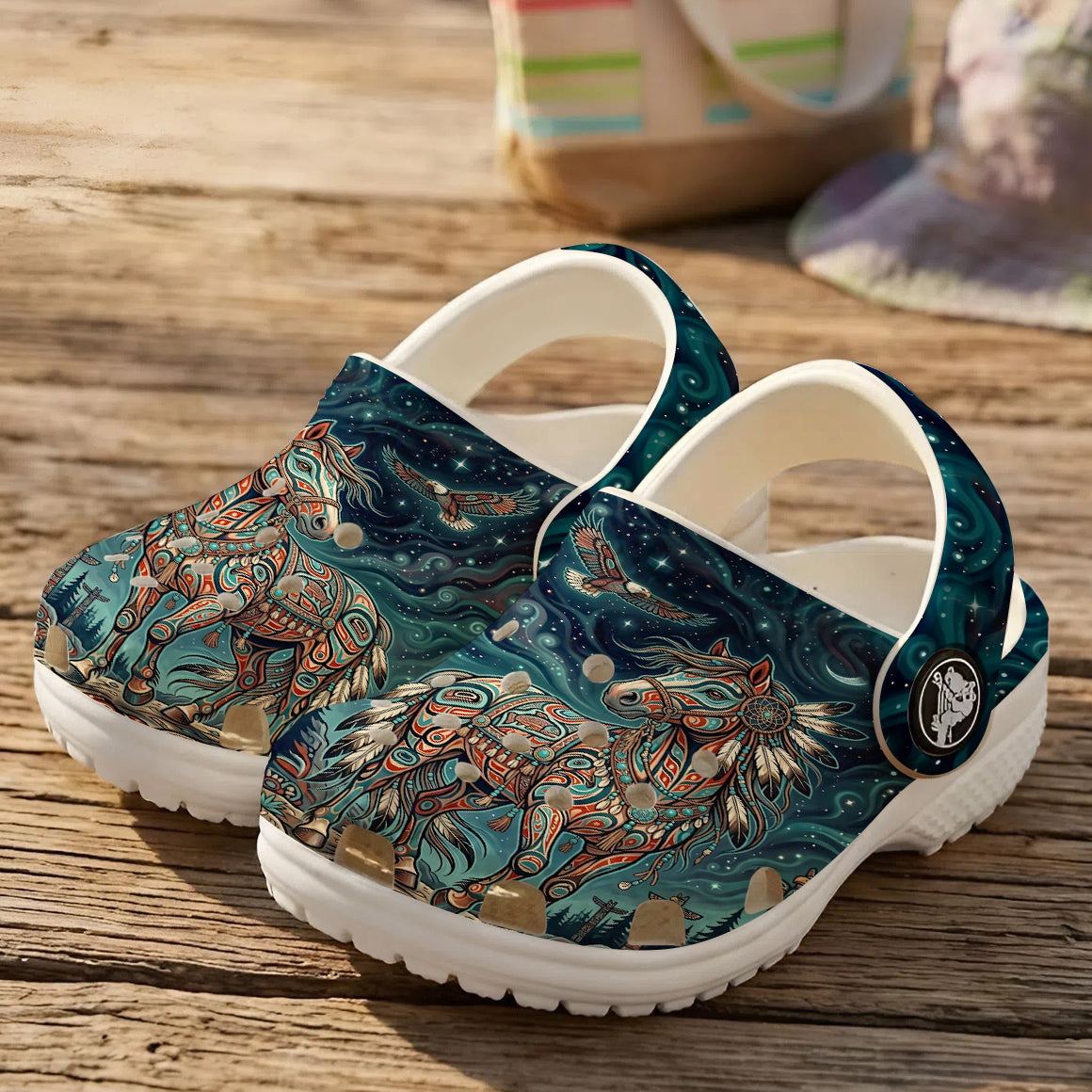 Native Horse Art Clogs Shoes for Adults & Kids