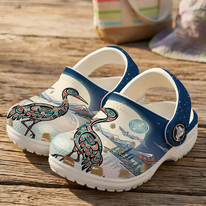 Native Heron Art Clogs Shoes for Adults & Kids