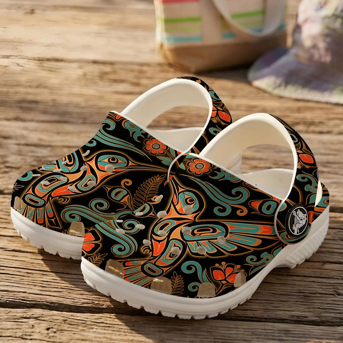 Native Hummingbird Art Pattern Clogs Shoes for Adults & Kids