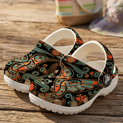 Native Hummingbird Art Pattern Clogs Shoes for Adults & Kids