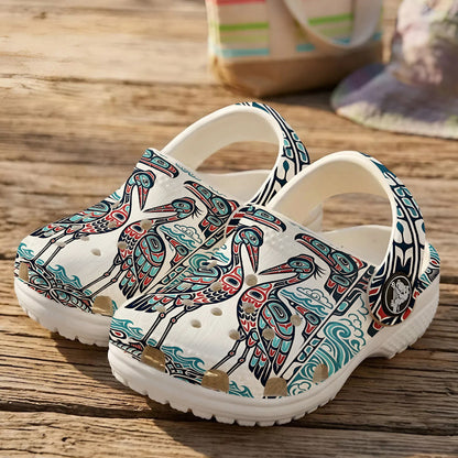 Native Heron Art Clogs Shoes for Adults & Kids
