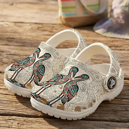 Native Heron Art Clogs Shoes for Adults & Kids