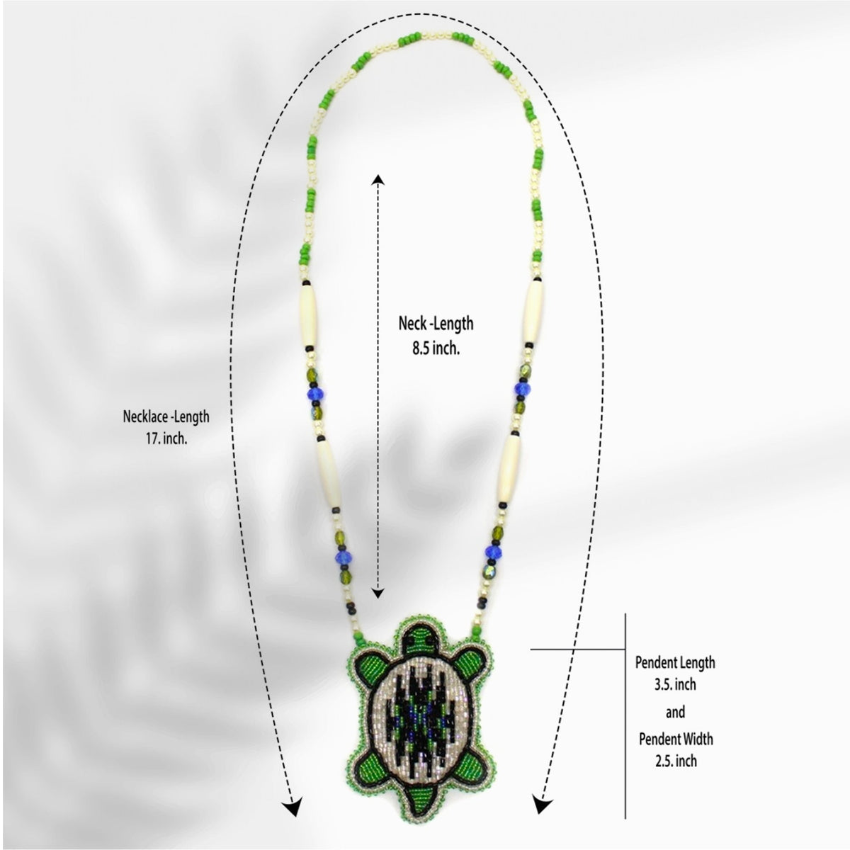 New Handmade Blue Green White Turtle Long Necklace Earring Set
