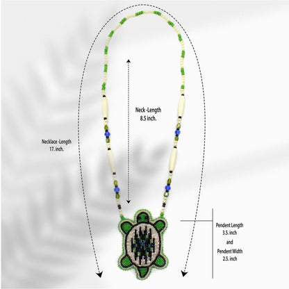 New Handmade Blue Green White Turtle Long Necklace Earring Set