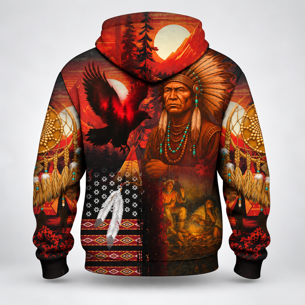 3D Fleece Jacket Echoes of the Ancestors – The Chief Spirit Honoring Native Roots