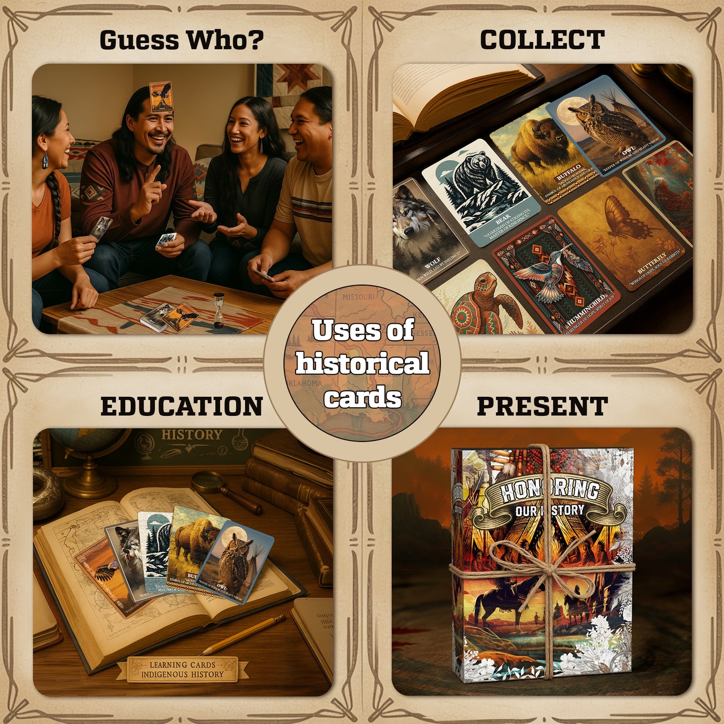 Set of 10 Sacred Animal Plastic Cards – Premium Two-Sided 2.5"x3.5" – 0.1" Thick Durable Plastic